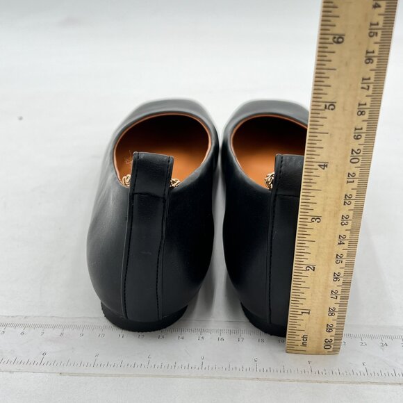 Wo Wagas Black Chains Pumps Metal Ankle Strap Flats Square Toe Shoe Party Dating - Picture 5 of 8